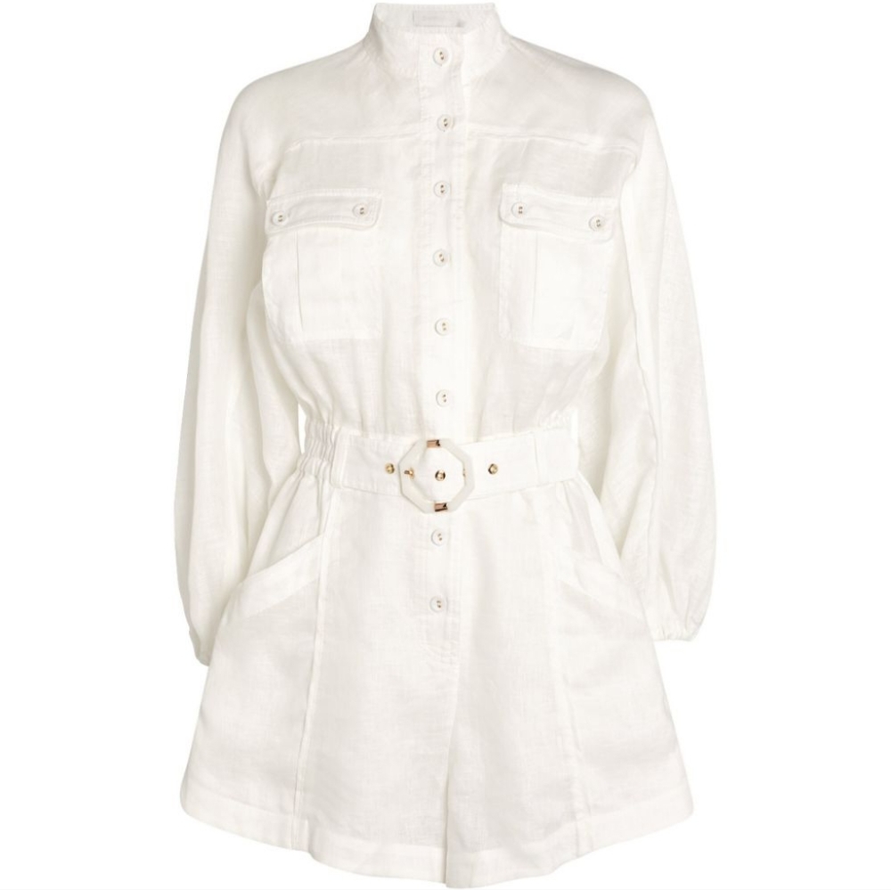 Zimmermann Linen Estelle Playsuit/ Romper/ Jumpsuit